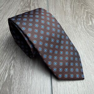 Sprezza x The Blacklist Mens Necktie Geometric Floral Brown Blue